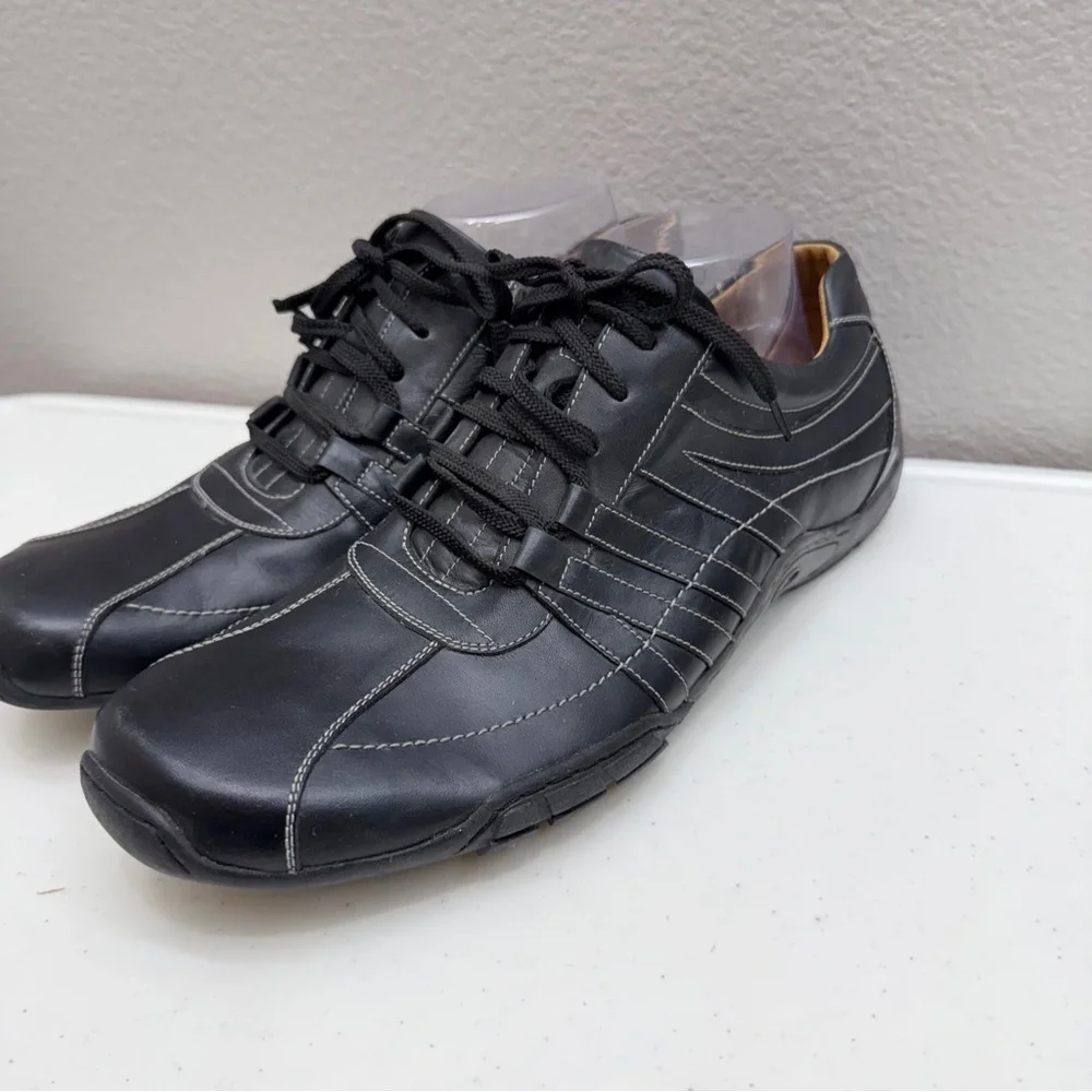 Florsheim Men's Sneakers Shoes Size 10.5 Black Leather Lace up Comfy